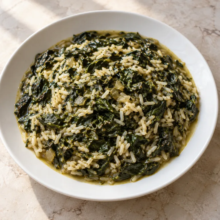 Spinach stew with rice