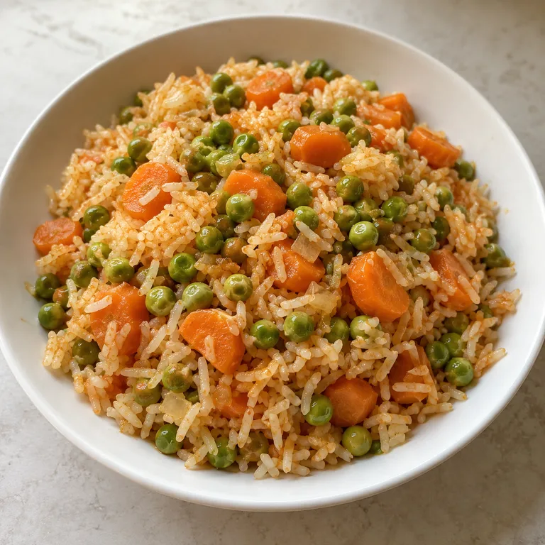 Peas and carrots with rice
