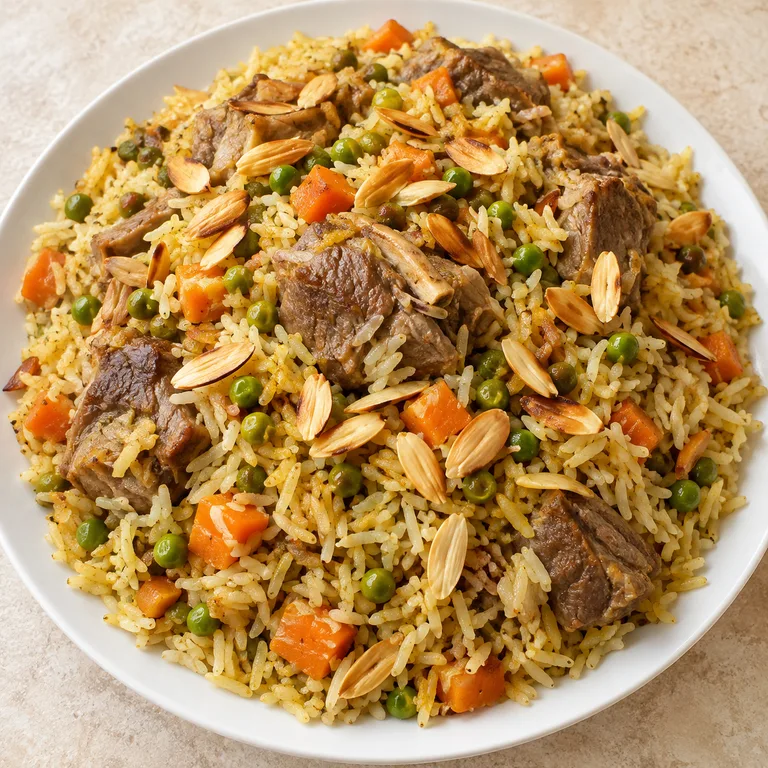 Ouzi rice with meat and vegetables