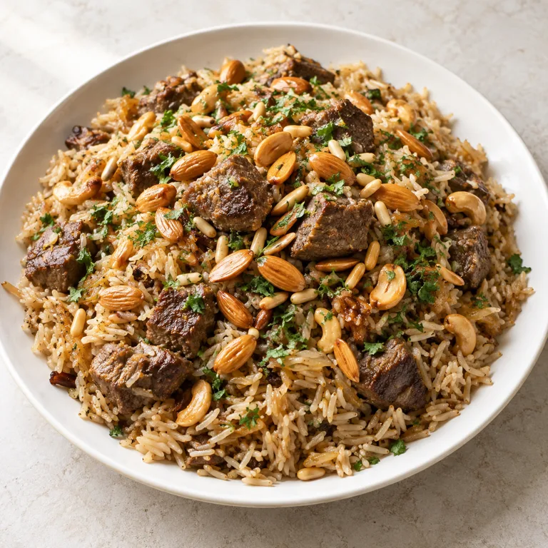 Rice with meat and nuts