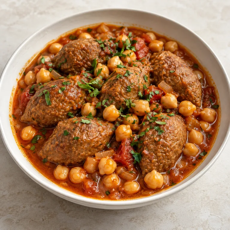 Kibbeh in sauce with chickpeas