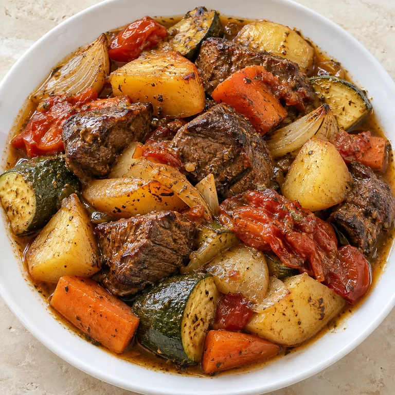 Baked meat and vegetables