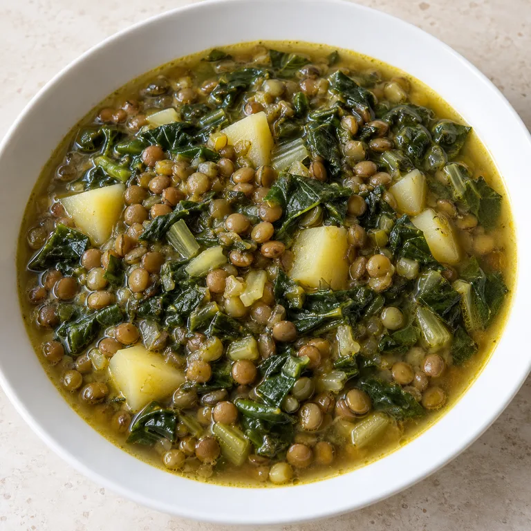 Lentil and chard soup with lemon