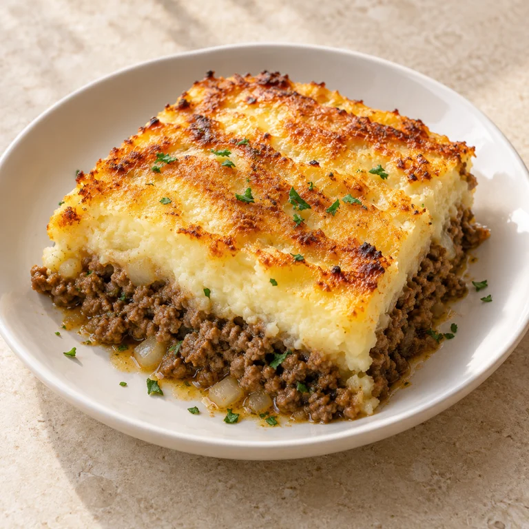Potato soufflé with beef